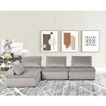 Royan Grey Velvet Modular Sectional Set