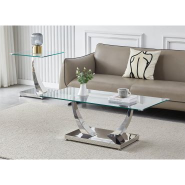 Salerno Glass Top Silver Coffee Table