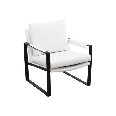 Samual White Accent Chair With Black Frame