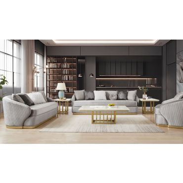 Sasha Grey Velvet Modern Sofa Set