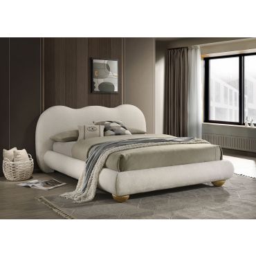 Saveria Ivory Boucle Platform Bed