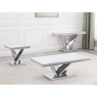 Savilla Marble Top Coffee Table Set