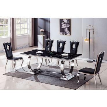 Lippa Black Marble Top Dining Table