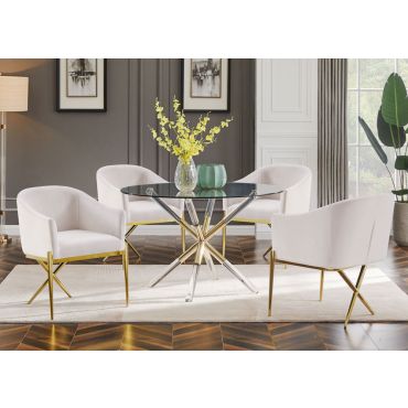 Sector Glass Top Dining Table Gold