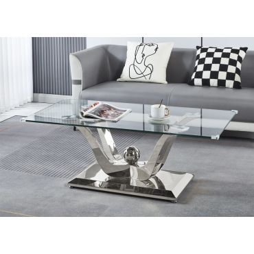 Shane Glass Top Coffee Table Chrome Finish Base