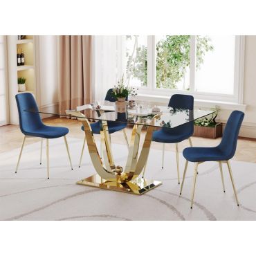 Shane Dining Table Gold Finish