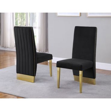 Simon Black Velvet Dining Chair Gold