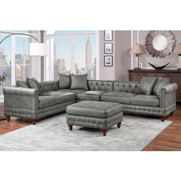 Stacy Grey Reversible Chesterfield Sectional