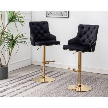 Stavros White Leather Gold Bar Stools