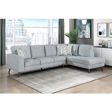 Strozza Blue Grey Chenille Sectional