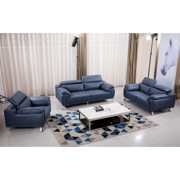 Styles Navy Top Grain Leather Living Room