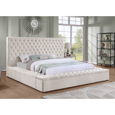 Tami Beige Velvet Modern Bed