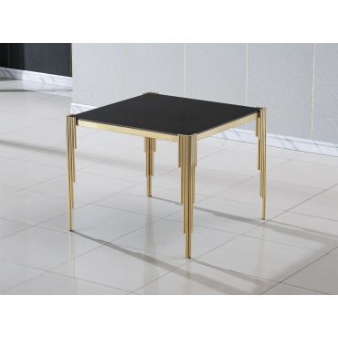 Tango Black Glass Dining Table With Gold Legs