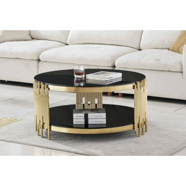 Tango Black Round Glass Top Coffee Table