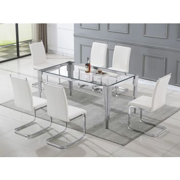 Tango Clear Glass Dining Table Chrome Base