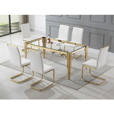 Tango Clear Glass Dining Table Gold Base