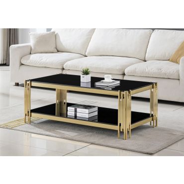 Tango Black Glass Coffee Table Gold