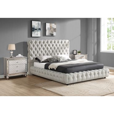 Tasha Dove Grey Platform Bed