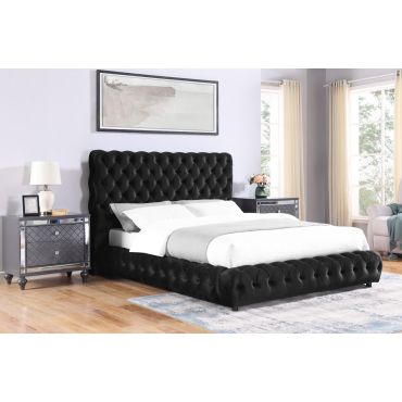 Tasha Black Velvet Platform Bed