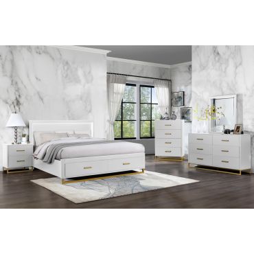 Taxido White Finish Storage Bedroom Set