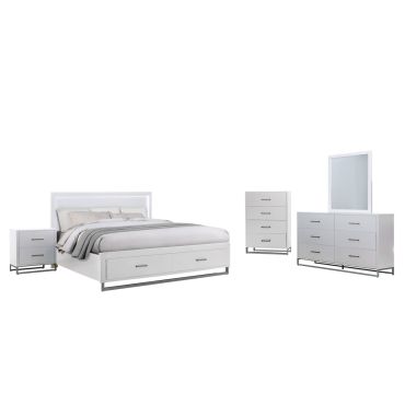 Taxido White Finish Bedroom Set