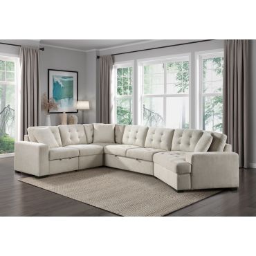 Taylor Beige Chenille Sectional Sleeper