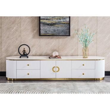 Tiena Modern TV Stand With Gold Accents