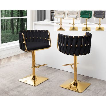 Tigard Leather Barstools With Gold Frame