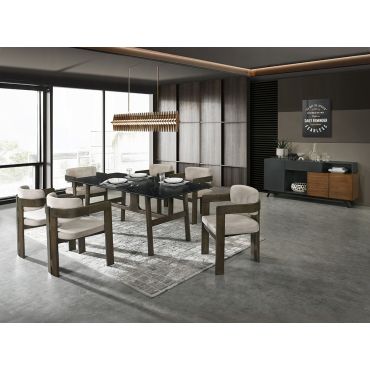 Tilly Black Stone Tp Dining Table Set