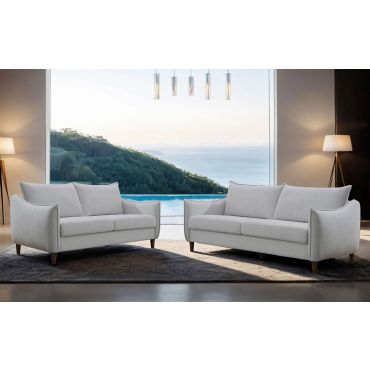 Tirrel Contemporary Sofa Set Light Grey Chenille