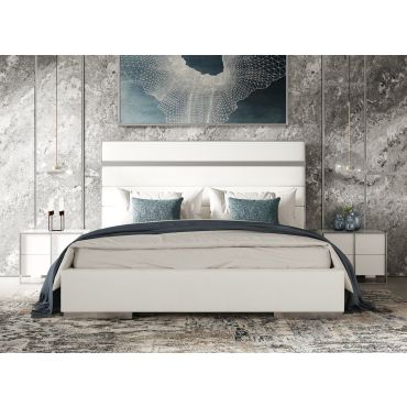 Toledo White Leather Bed Stainless Steel