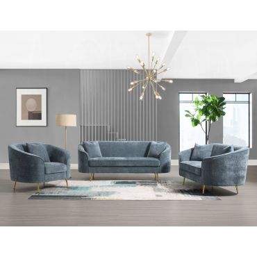 Trey Cobalt Blue Chenille Sofa Set