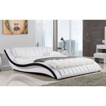 Bovina Platform Bed White Leather