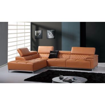 Trollius Orange Italian Leather Modern Sectional