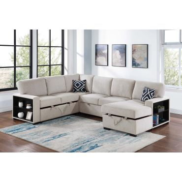 Tucson Beige Boucle Sectional Sleeper