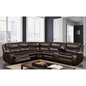 Tyler Brown Leather Recliner Sectional