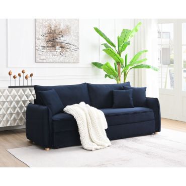 Ulvery Navy Blue Velvet Sofa Sleeper