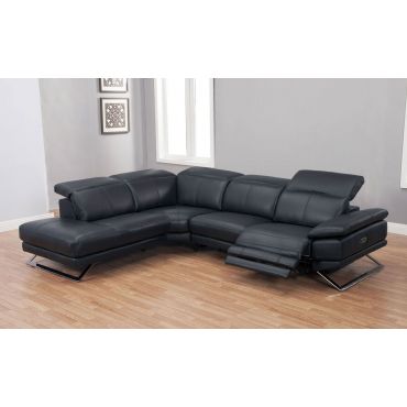 Valur Black Leather Power Recliner Sectional