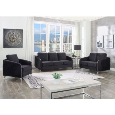 Variel Black Velvet Sofa