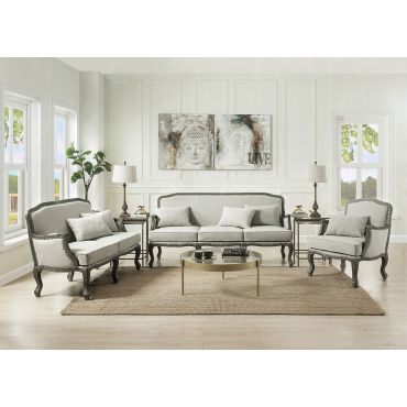 Vedlin French Style Sofa Grey Linen