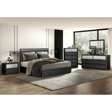 Velen Modern Bed With Dented Metal Accent