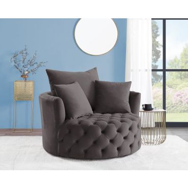 Venus Tufted Grey Velvet Accent Chair