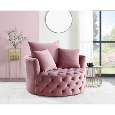 Venus Tufted Pink Velvet Accent Chair