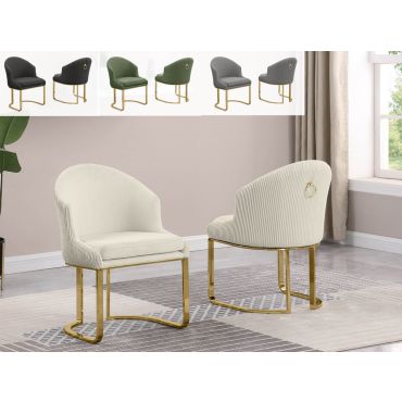 Veracruz Teddy Fabric Gold Dining Chairs