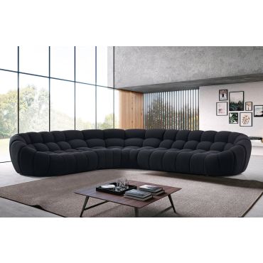 Verity Black Fabric Modern Sectional