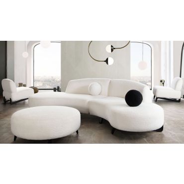 Rosalie White Shearling Curved Sofa