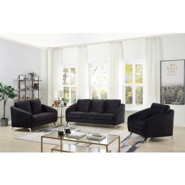 Viveca Black Velvet Modern Sofa Set