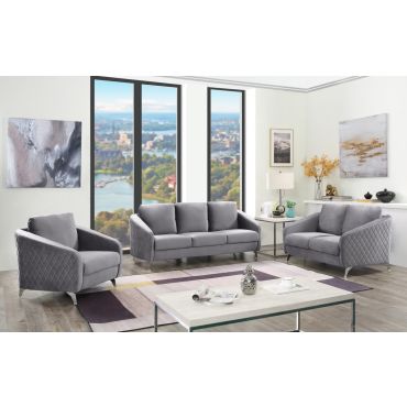 Viveca Grey Velvet Sofa Set