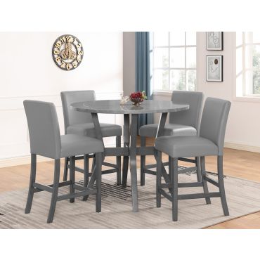 Wanda Grey Faux Marble Pub Table Set