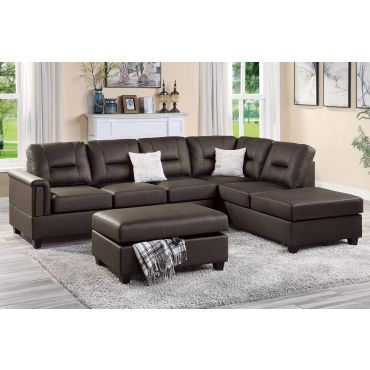 Wendy Espresso Leather Reversible Sectional Set